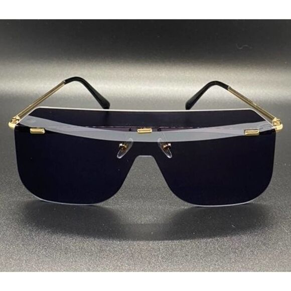 Unisex Rimless Black Sunglasses - Picture 2 of 9